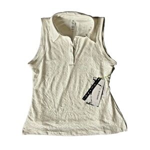 NWT Kyodan Golf Tennis Pickleball White Polo Collared Tank Top Shirt Small NEW